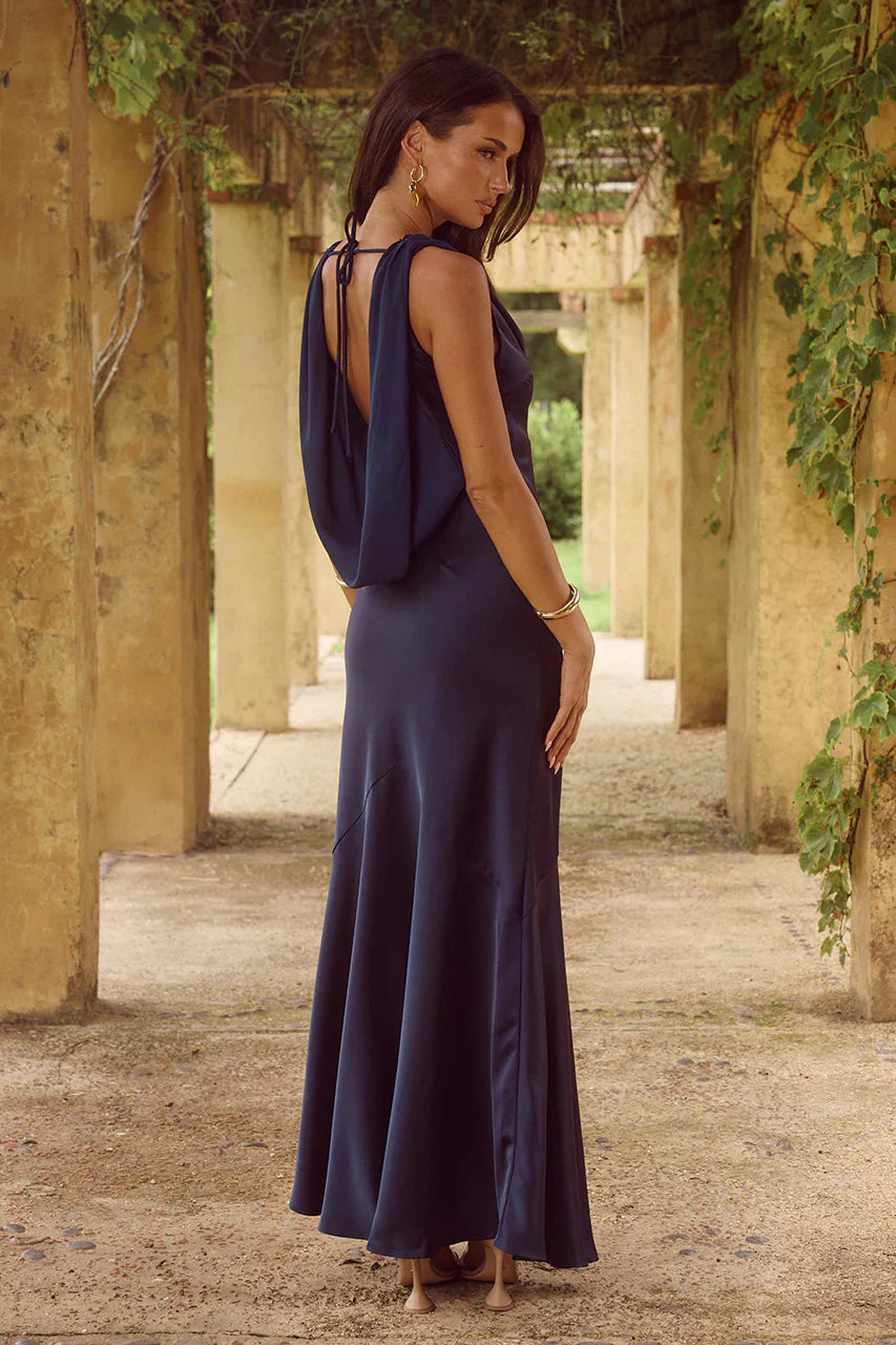 GABRIELLA COWL MAXI DRESS - NAVY