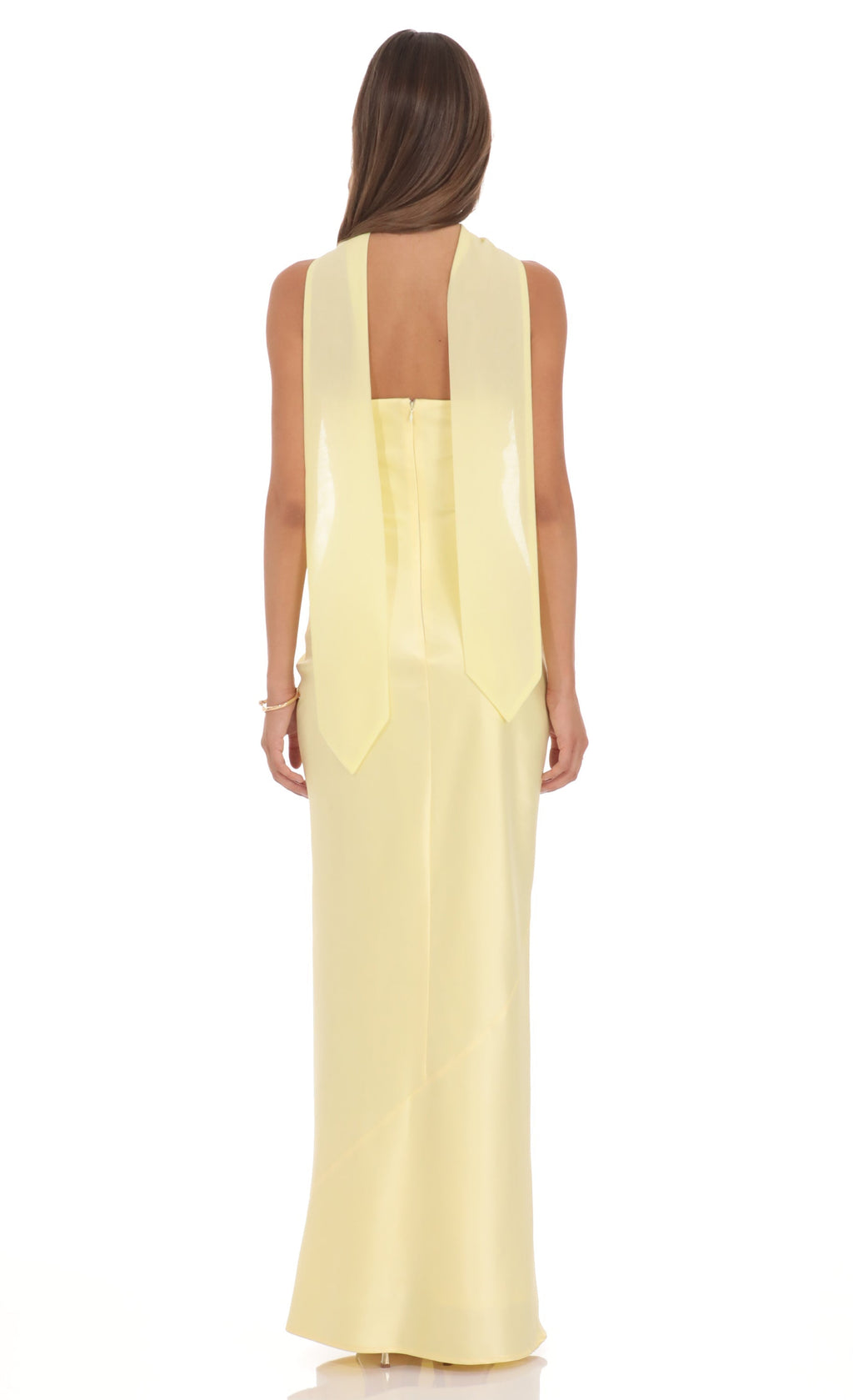 Strapless Fitted Maxi Dress With Chocker Style Scarf