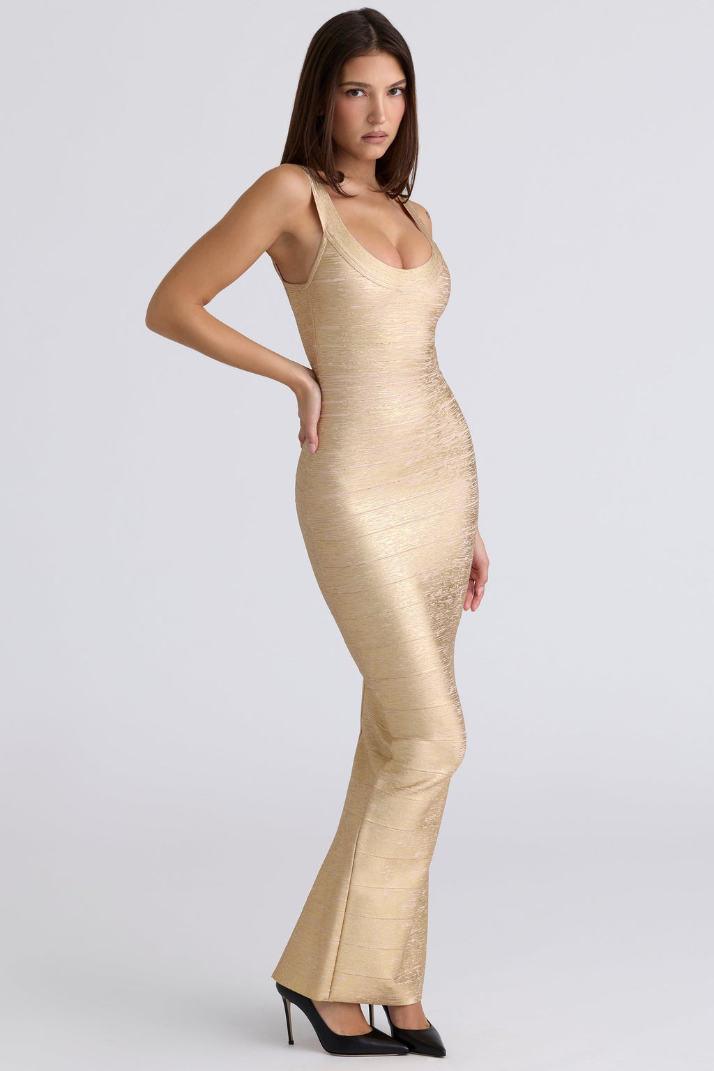 gold bandage maxi dress