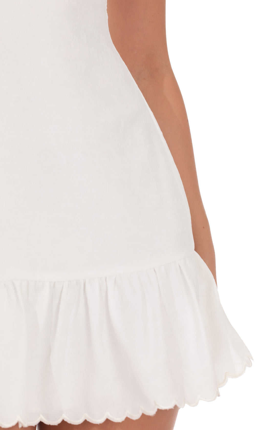 Ruffled Hem Mini Dress in White