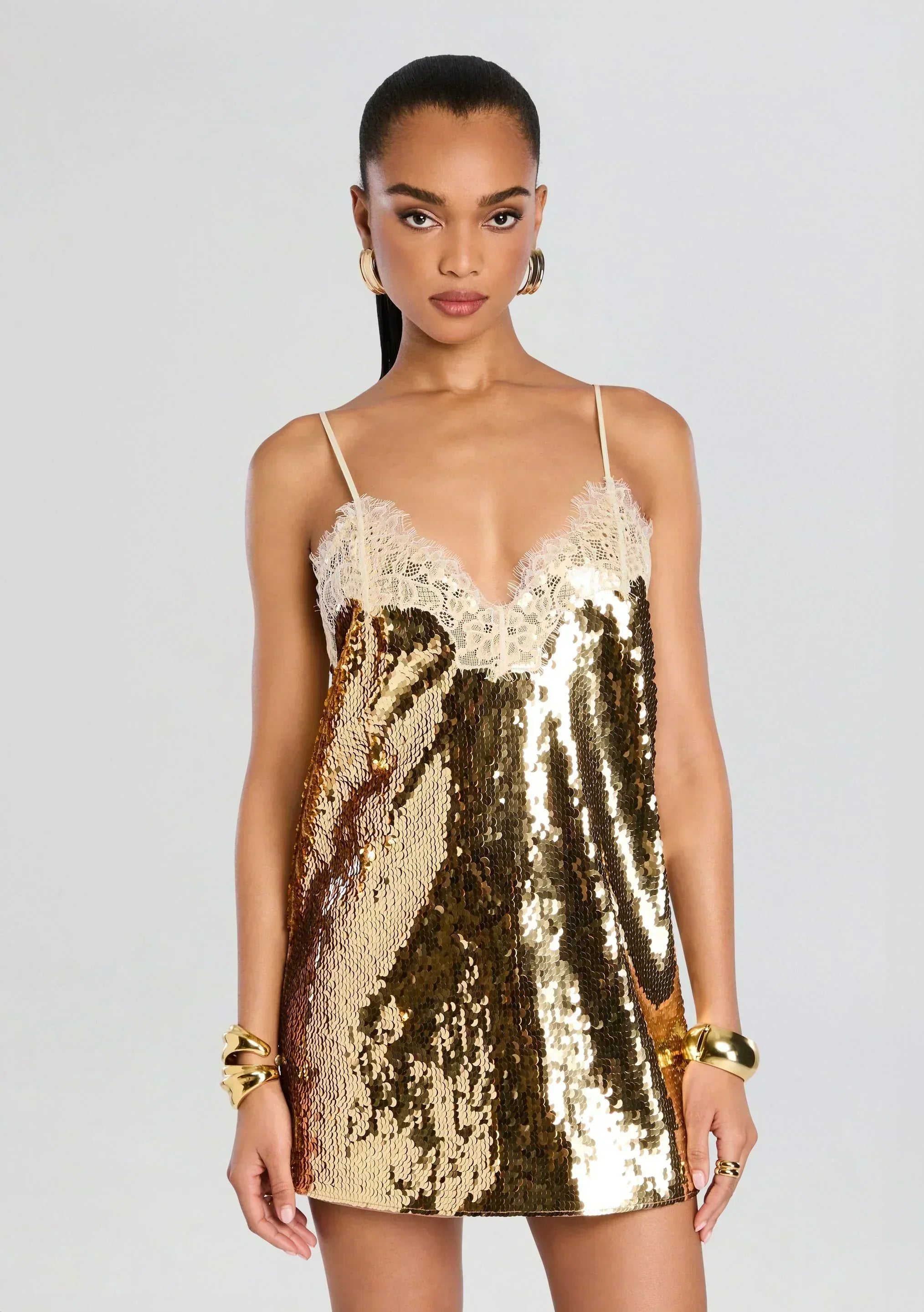 Olive Sequin Lace Dress