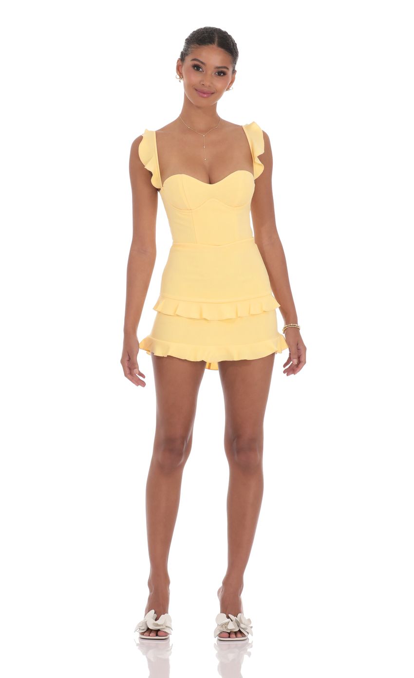 Ruffle Bodycon Dress in Yellow