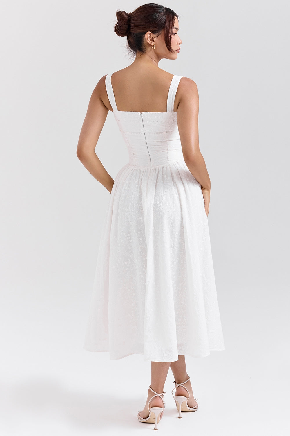 white broderie anglais midi sundress
