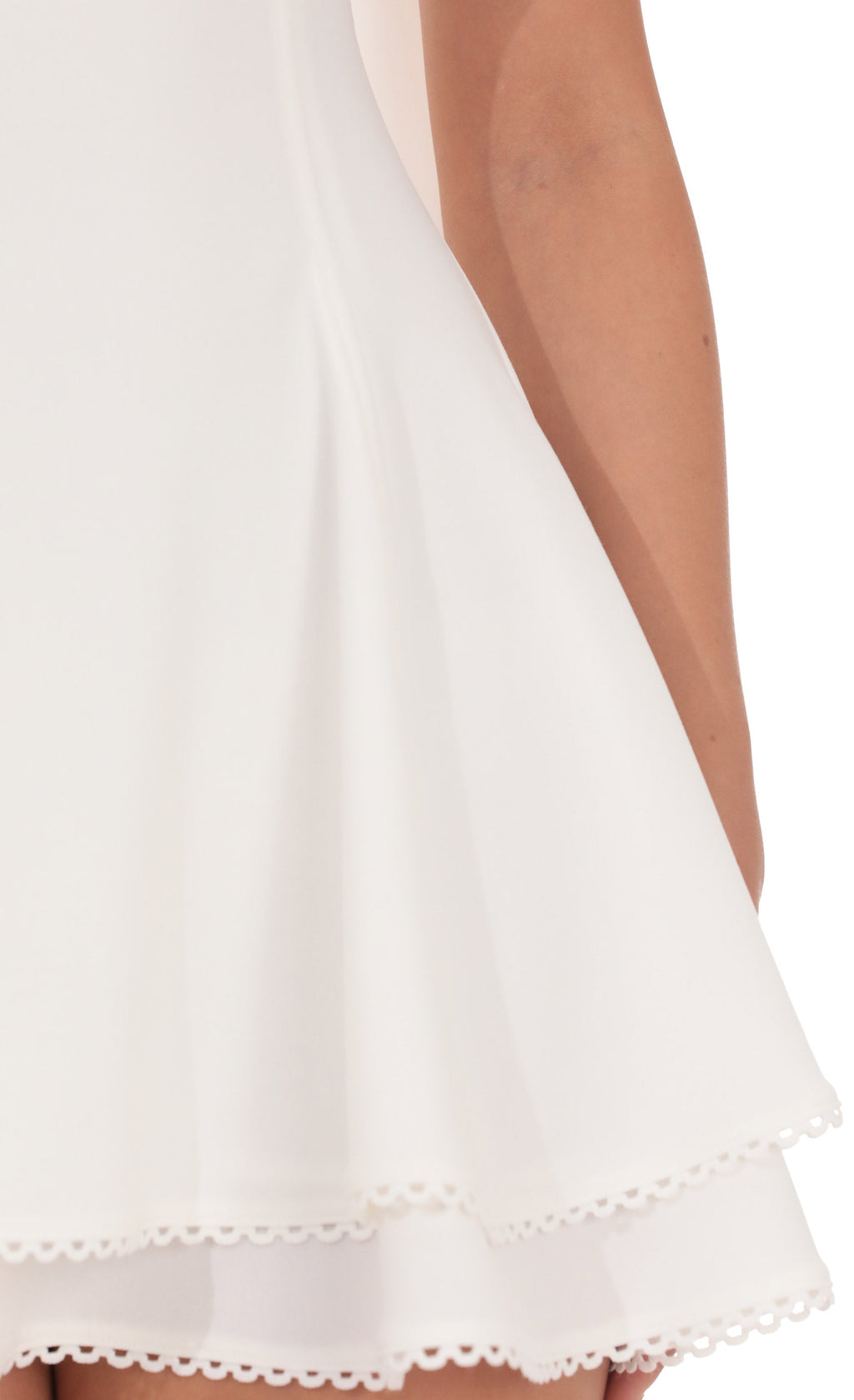 Satin Scarf Strapless Dress in White