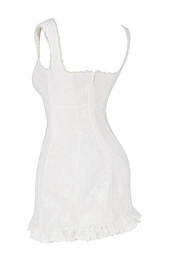 white embroidered mini dress