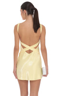 Satin Open Back Dress in Yellow