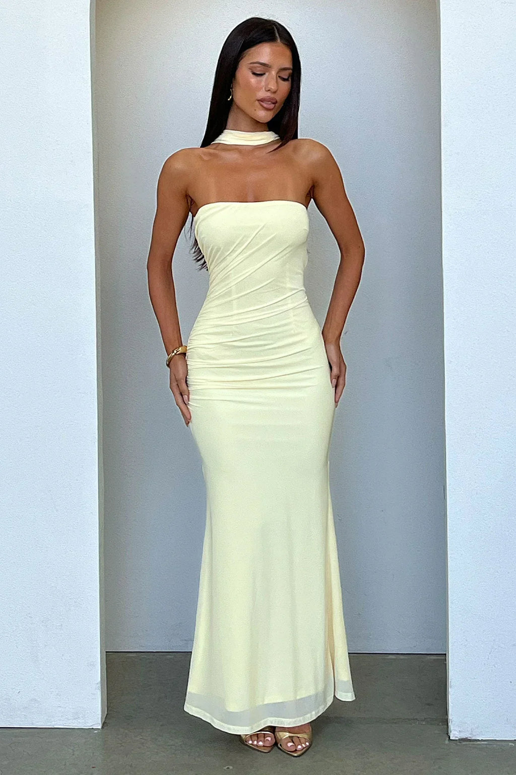 Taylor Open Back Maxi Dress - Yellow