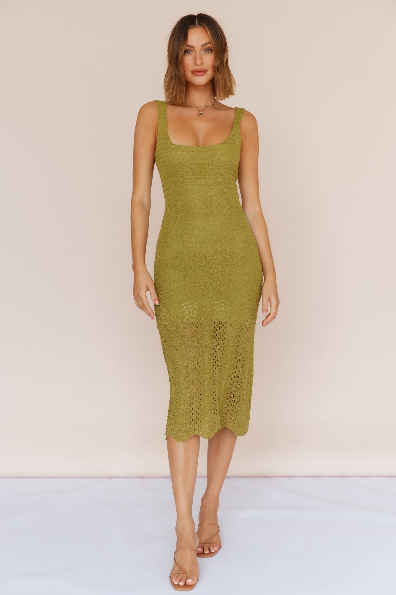 Flowing In Between Midi Dress Olive