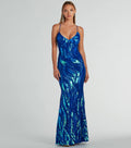 Acacia Iridescent Sequin Lace-Up Formal Dress