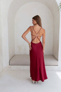 World Is Yours Satin Maxi Dress Burgundy