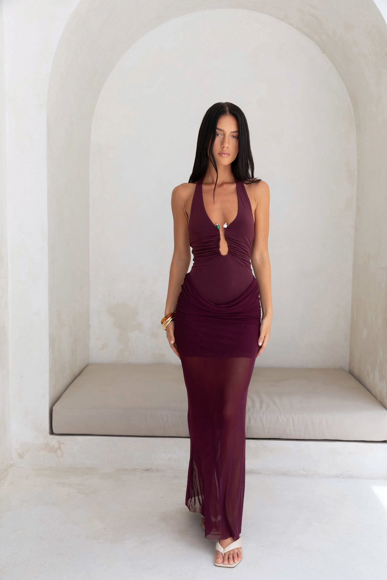 Luxe Legacy Halter Maxi Dress Plum