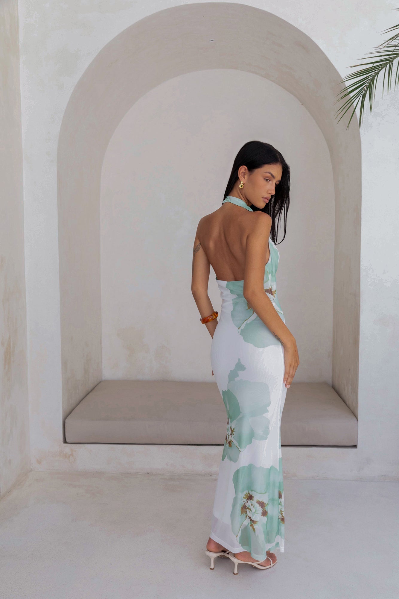 Seasons Pass Mesh Halter Maxi Dress White