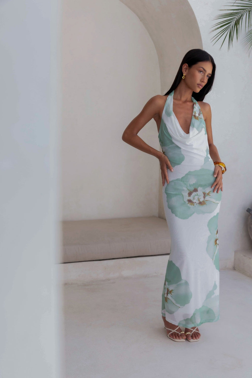 Seasons Pass Mesh Halter Maxi Dress White