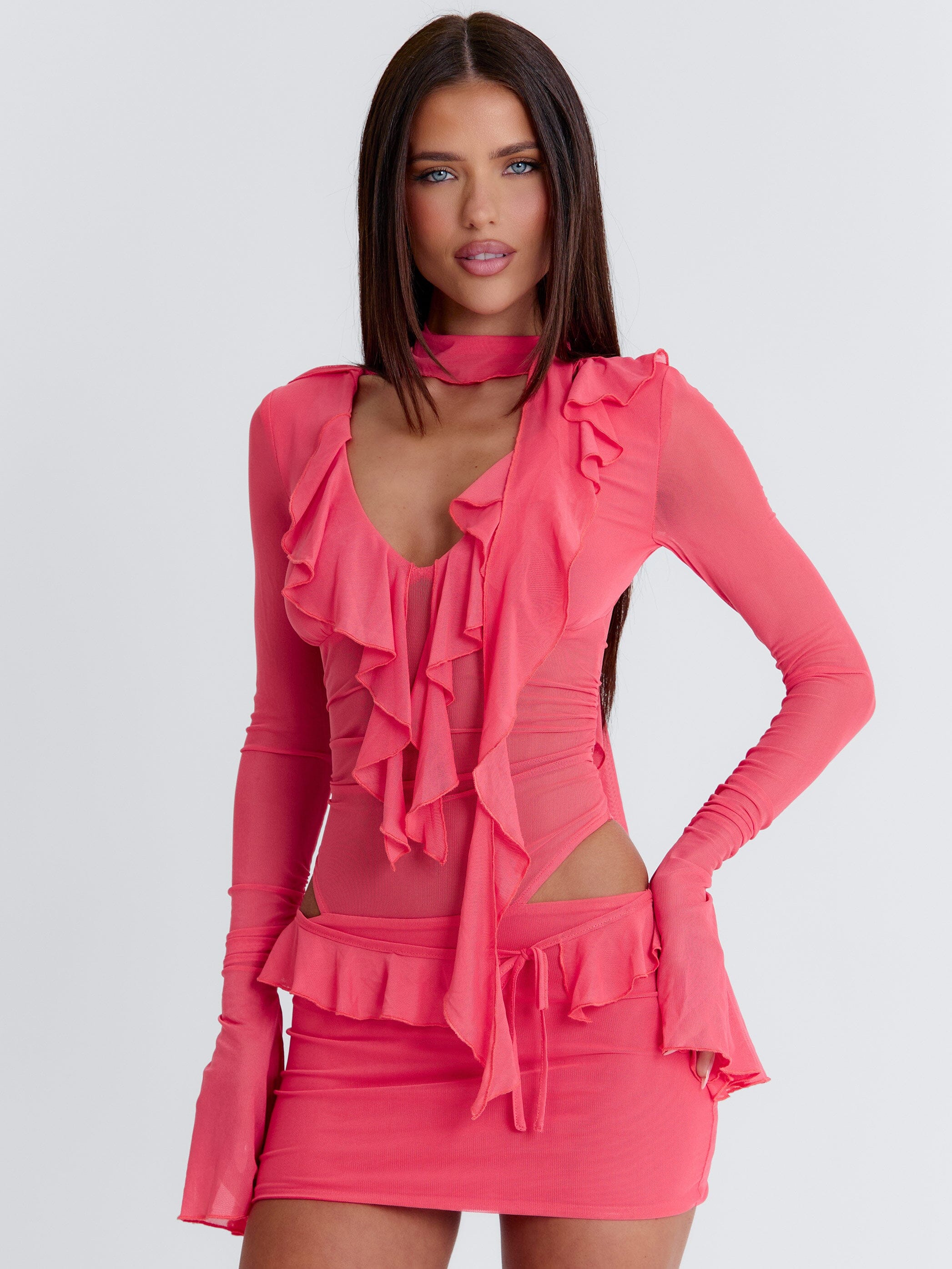 Avaline Mini Dress Coral