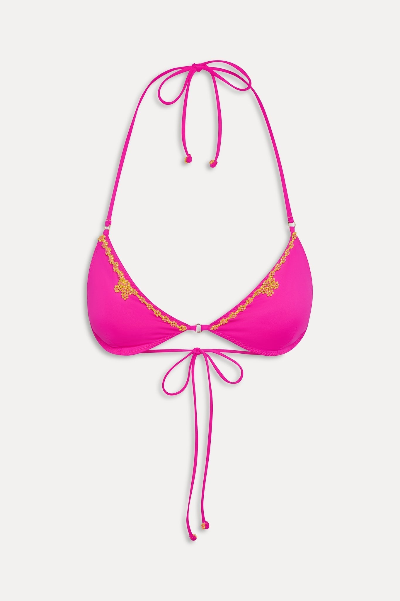 Amore Beaded Halter Bikini Top - Sea Star Pink