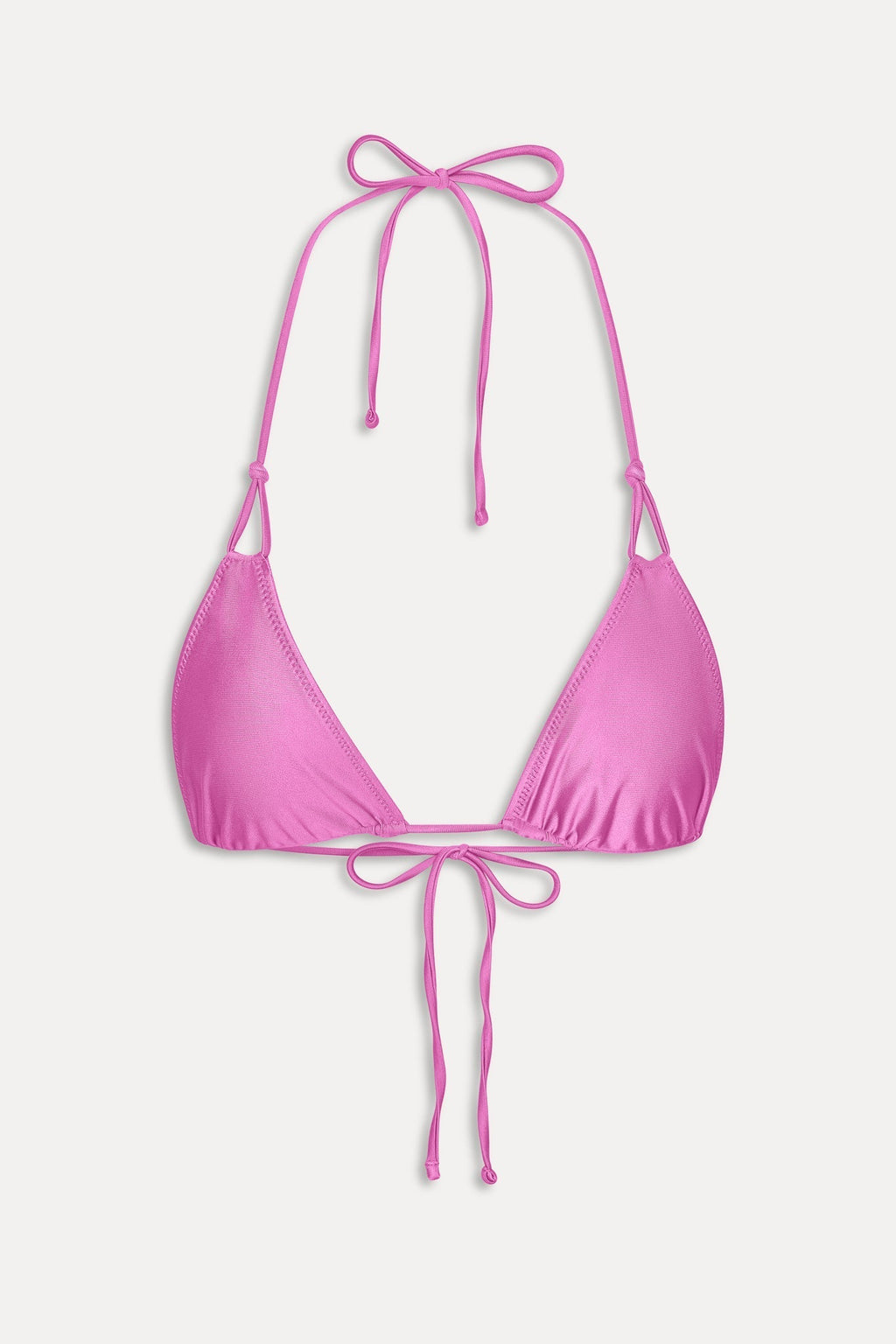 Ari Satin Triangle Bikini Top - Capri Pink