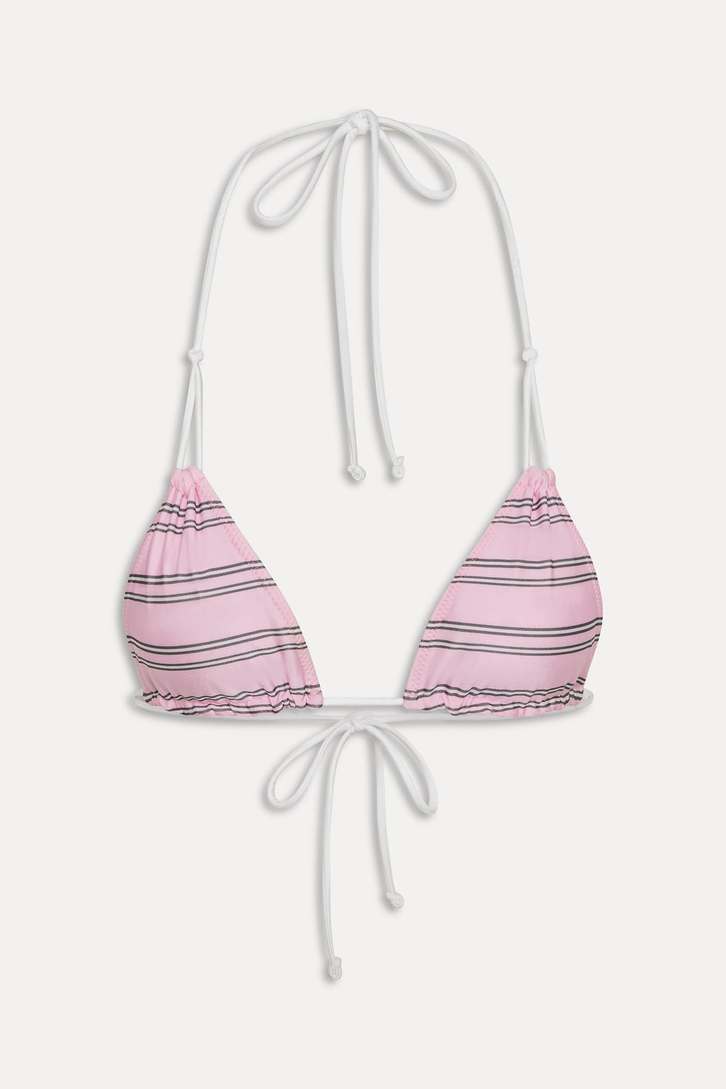 Ari Reversible Satin Bikini Top - Pink Stripe