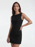 Boatneck Bow Back A-line Mini Dress