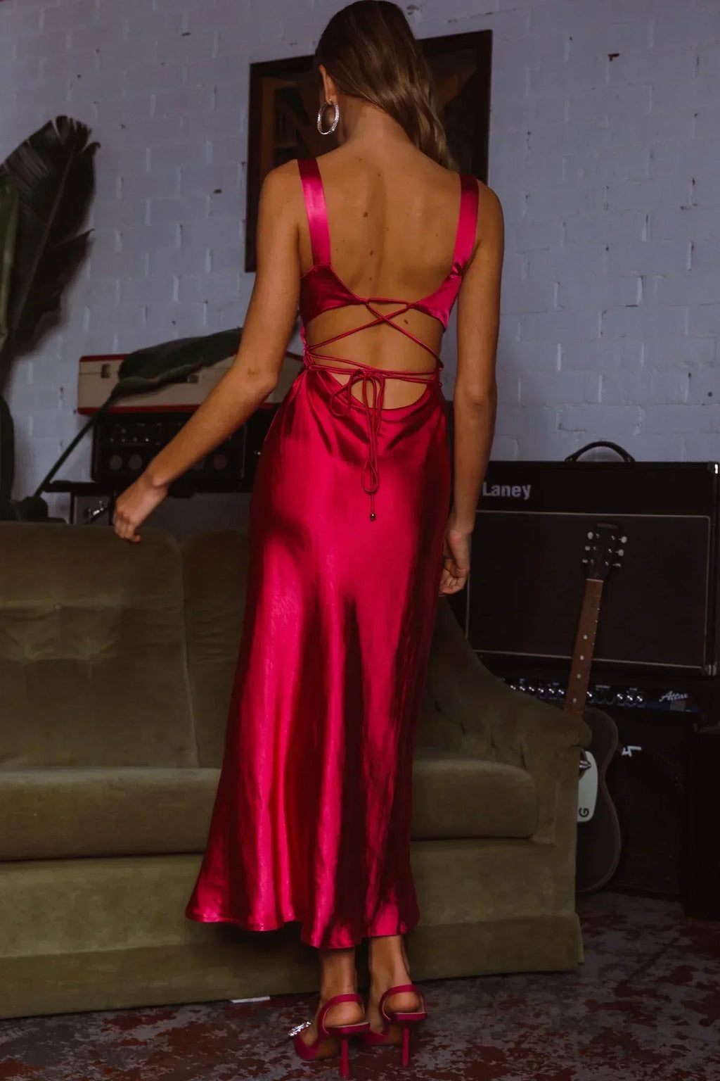 Belle Epoque Drawstring Bust Midi Dress Hot Pink