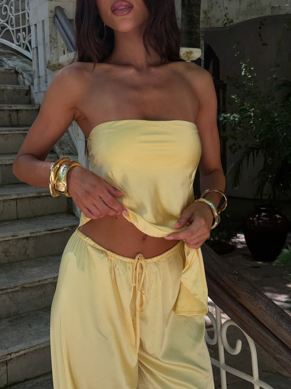 Clovelly Satin Top Yellow