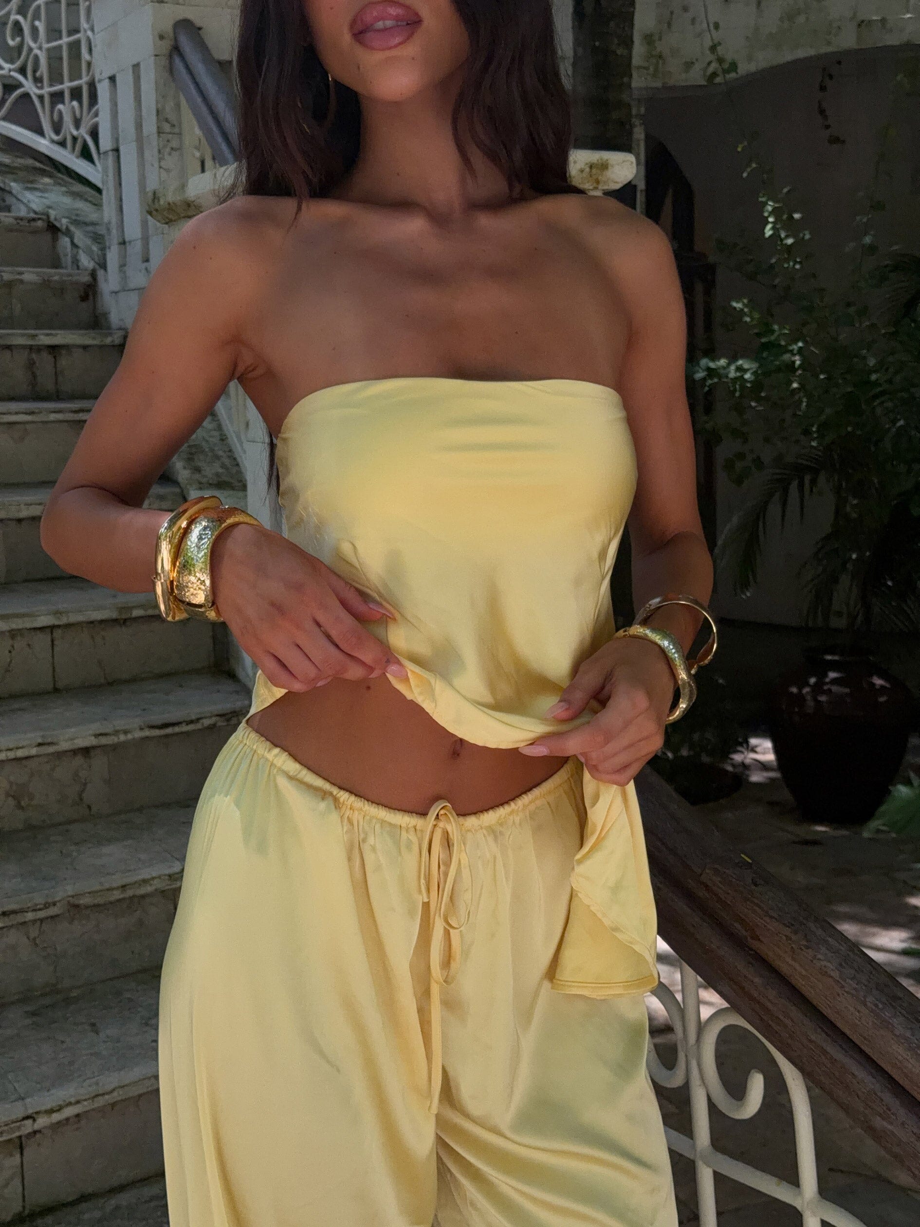 Clovelly Satin Top Yellow