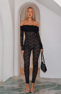 Evening Soiree Long Sleeve Jumpsuit Black