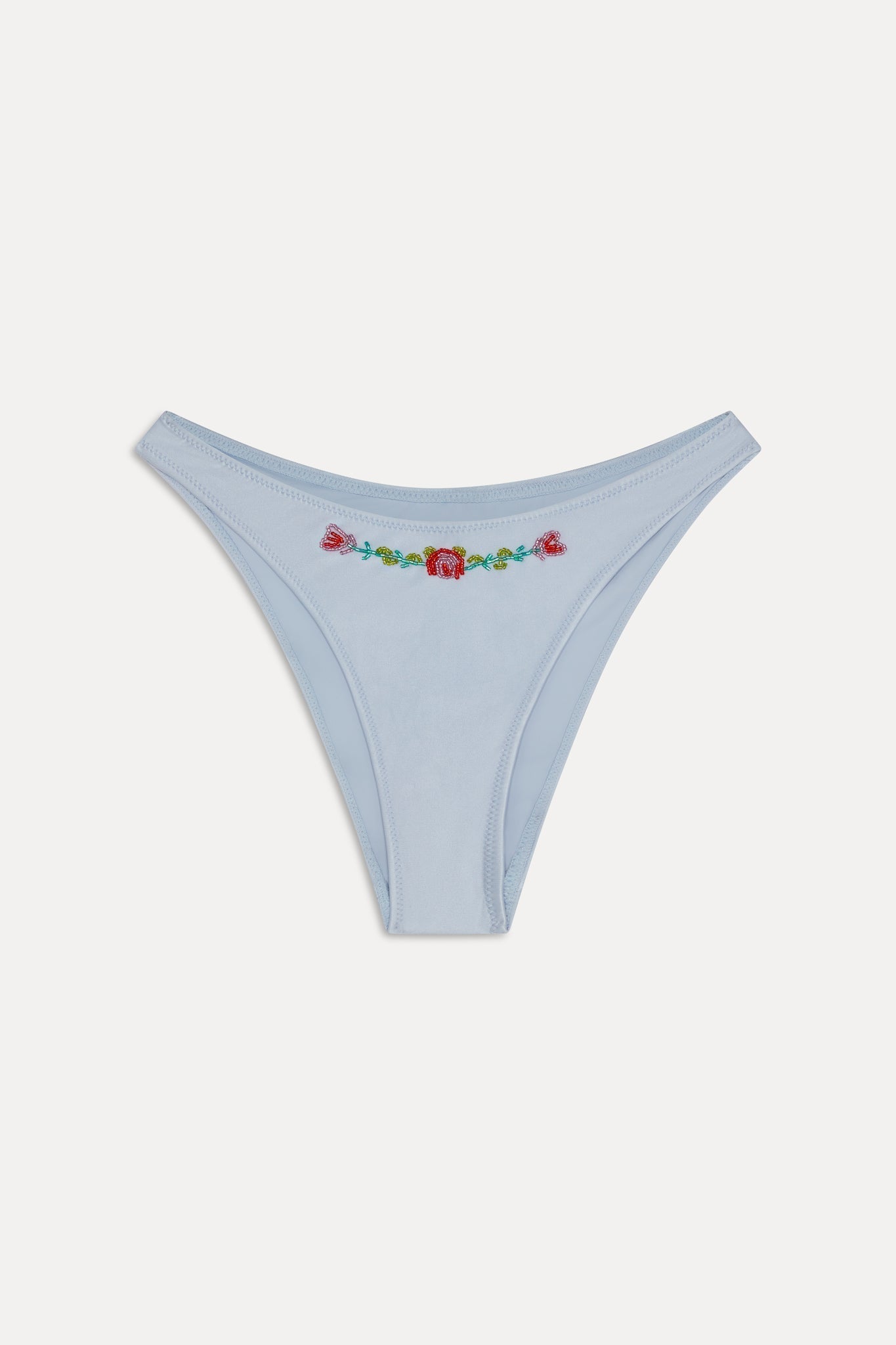 Dove Beaded Satin Bikini Bottom - Frosting