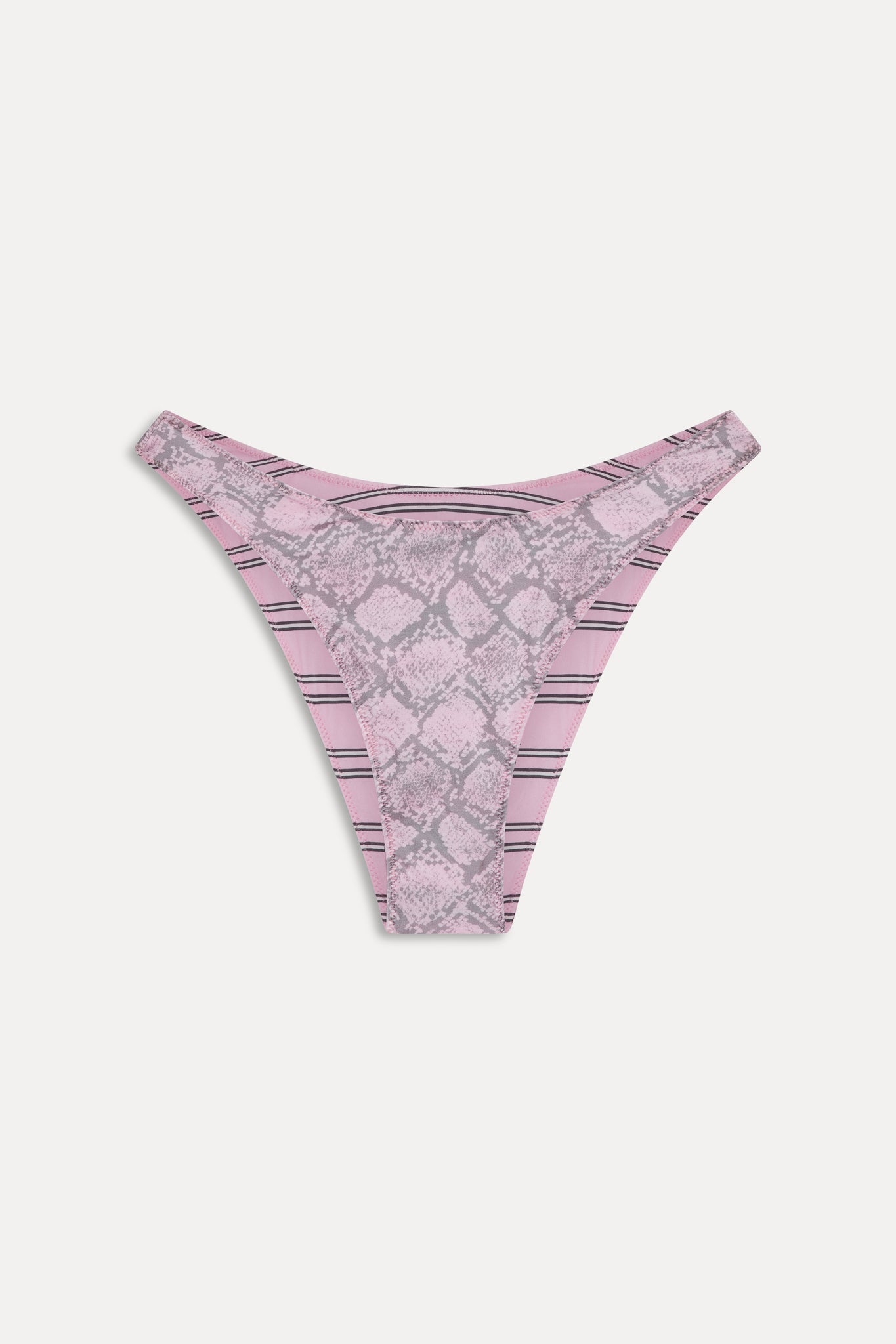 Dove Reversible Satin Bikini Bottom - Pink Stripe