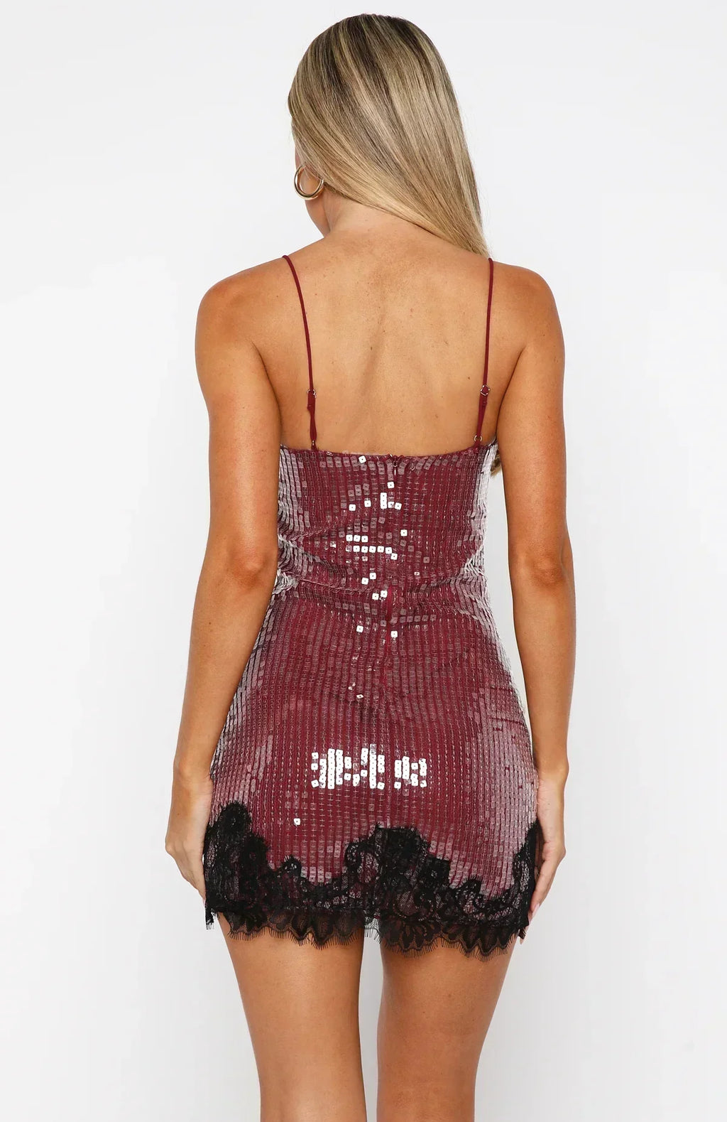 Taking It Easy Sequin Mini Dress Wine