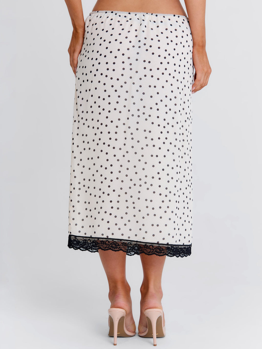 Elaina Midi Skirt Cream Polka Dot