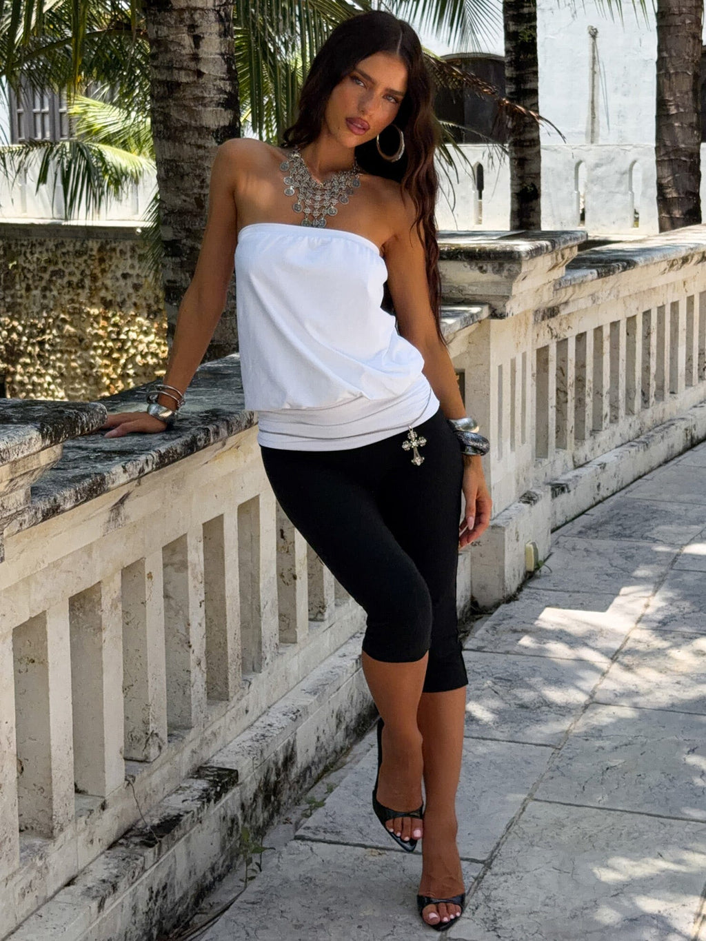 Eviene Capri Jumpsuit White/Black