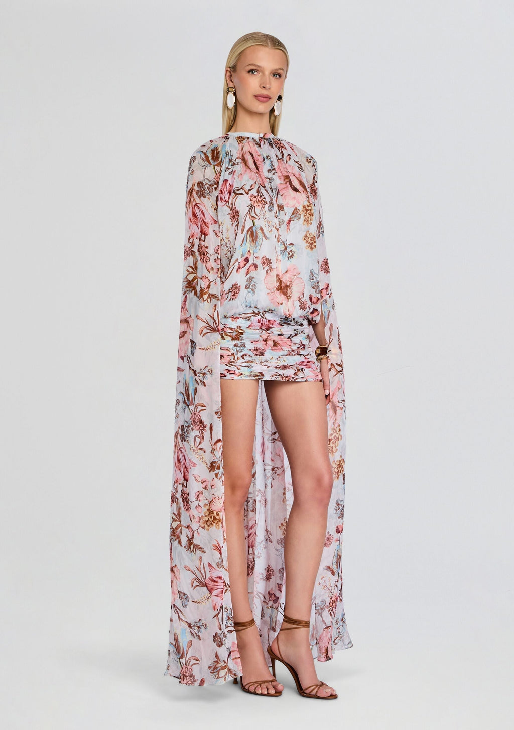Ezra Ruched Cape Mini Dress