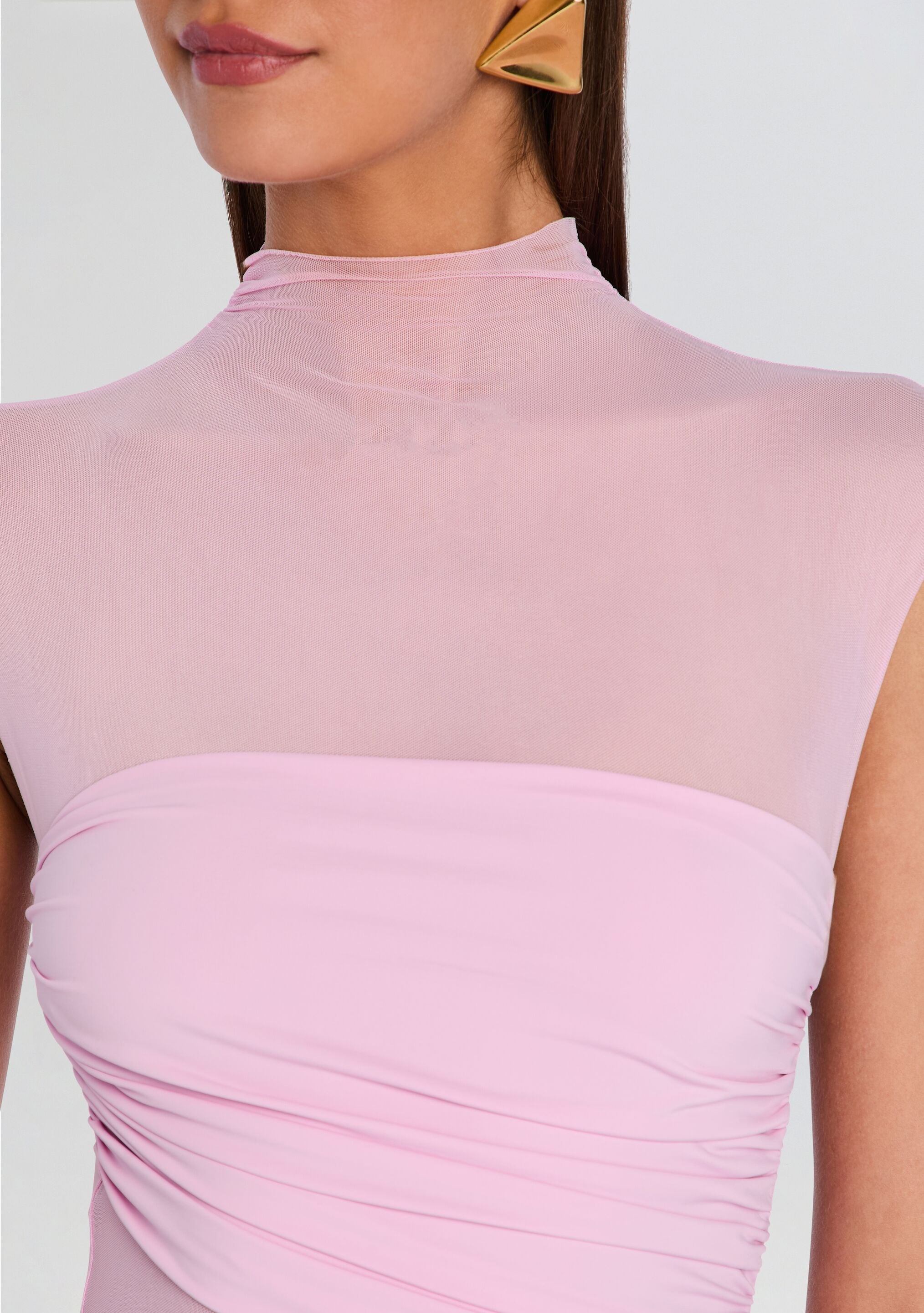 Tabitha Mesh Ruched Midi Dress