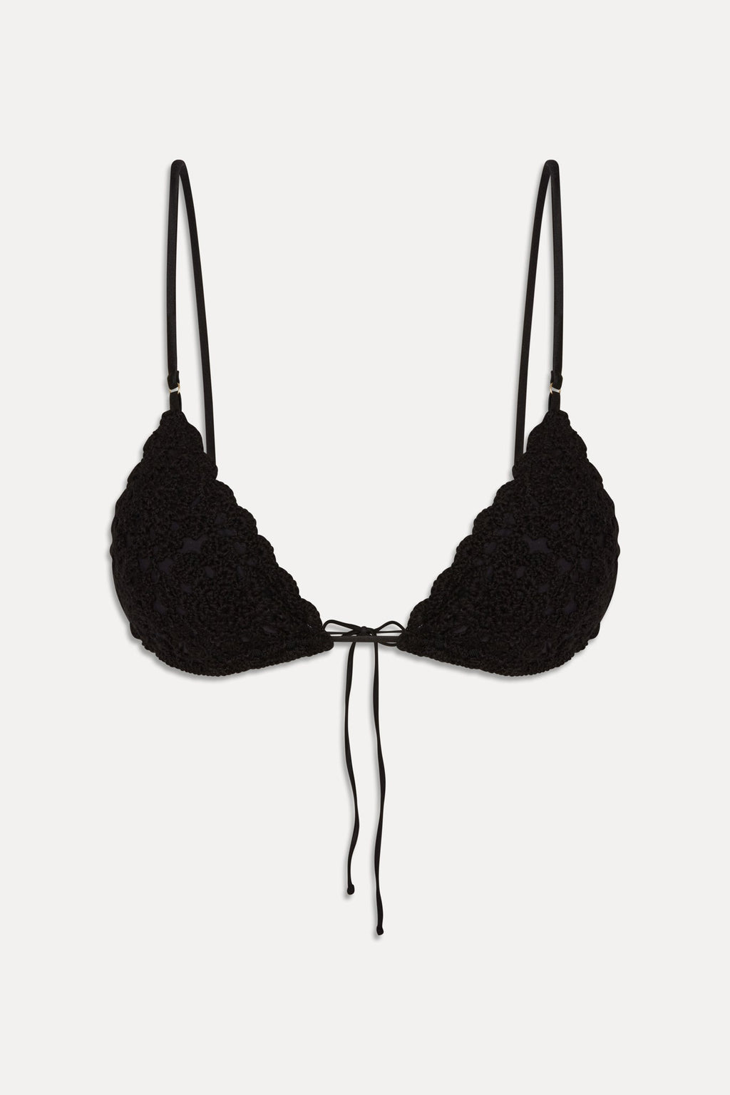 Elena Crochet Shine Bikini Top - Black