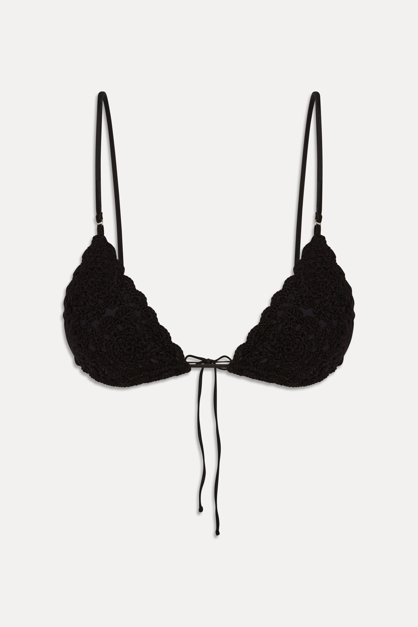 Elena Crochet Shine Bikini Top - Black