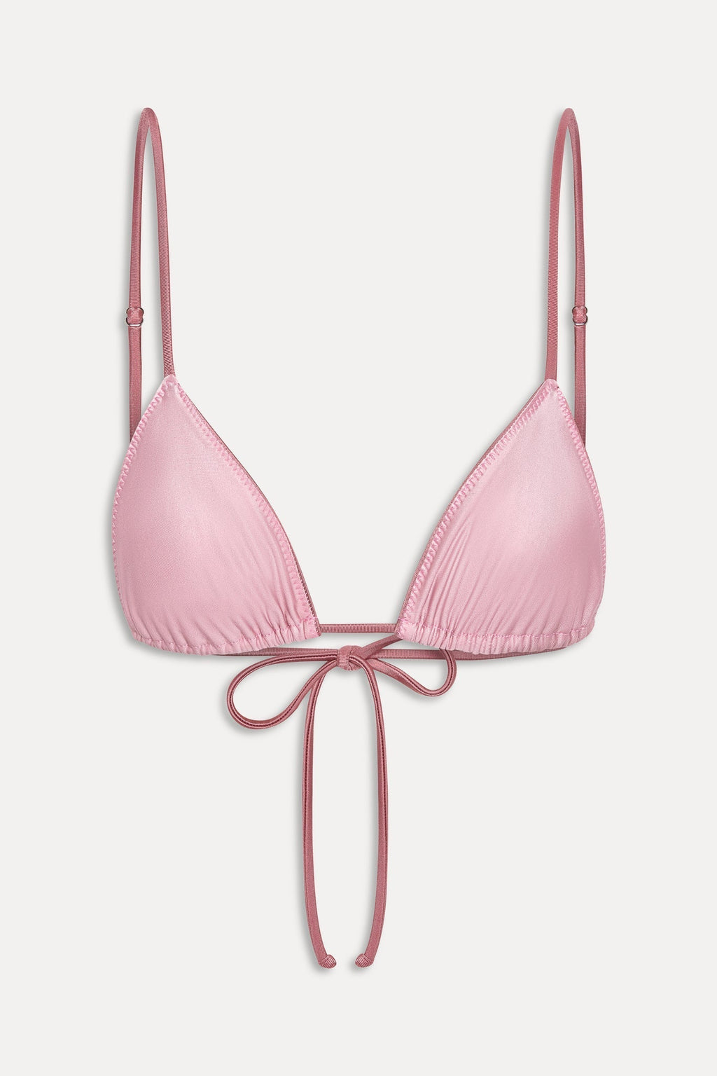 Elena Satin Micro Bikini Top - Sunset Pink