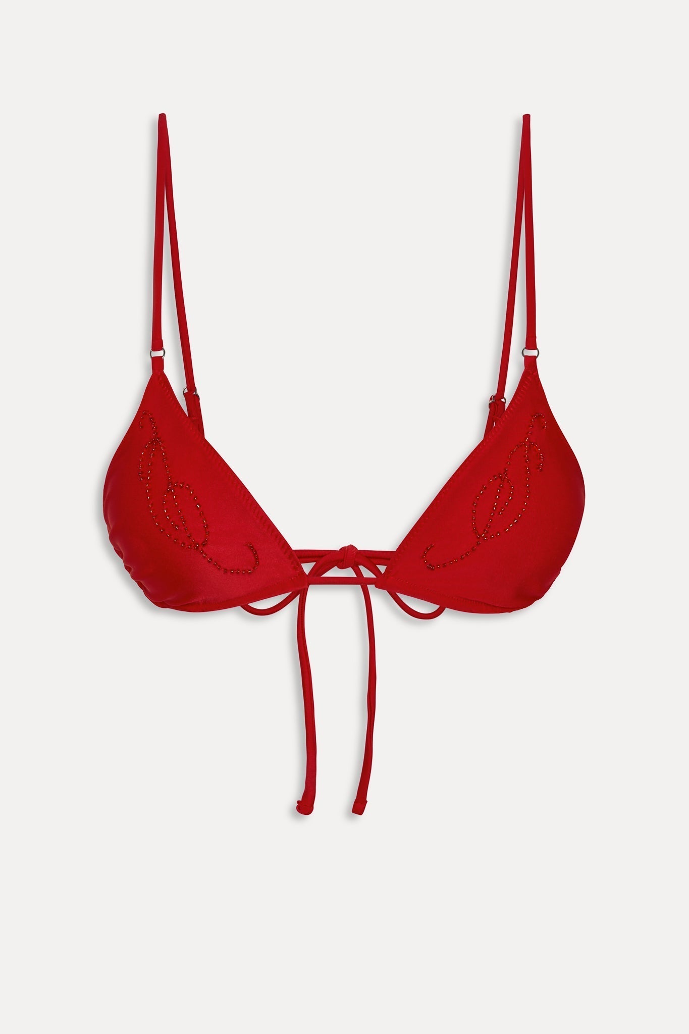 x JENNIE Elena Beaded Bikini Top - Classic Red