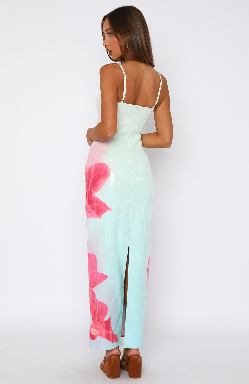 Telling Me Lies Sequin Maxi Dress Sunset Blossom
