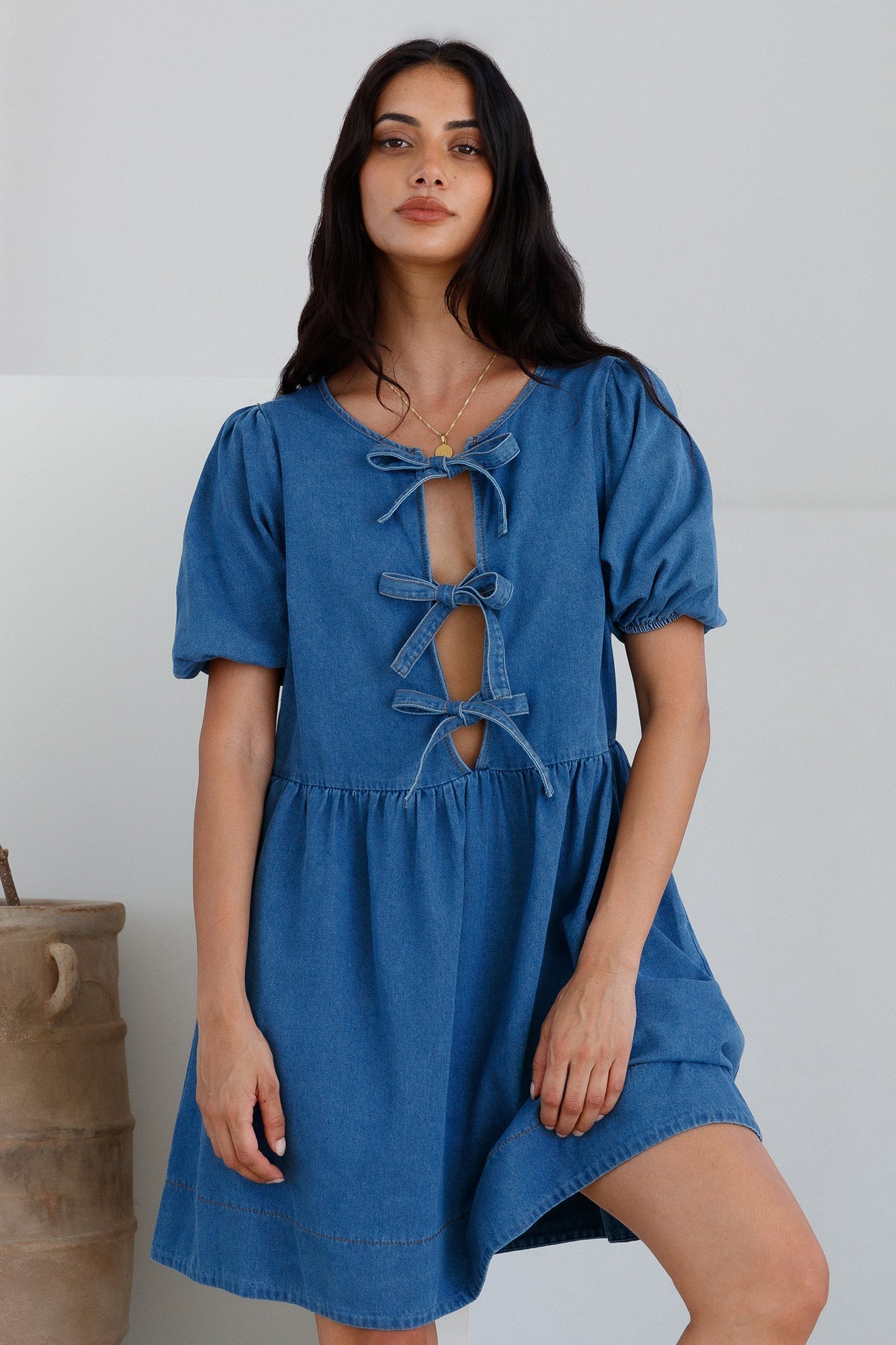 In Lieu Mini Dress Blue