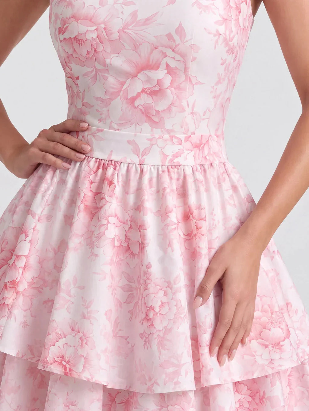 Floral Halterneck Back Bow Mini Dress