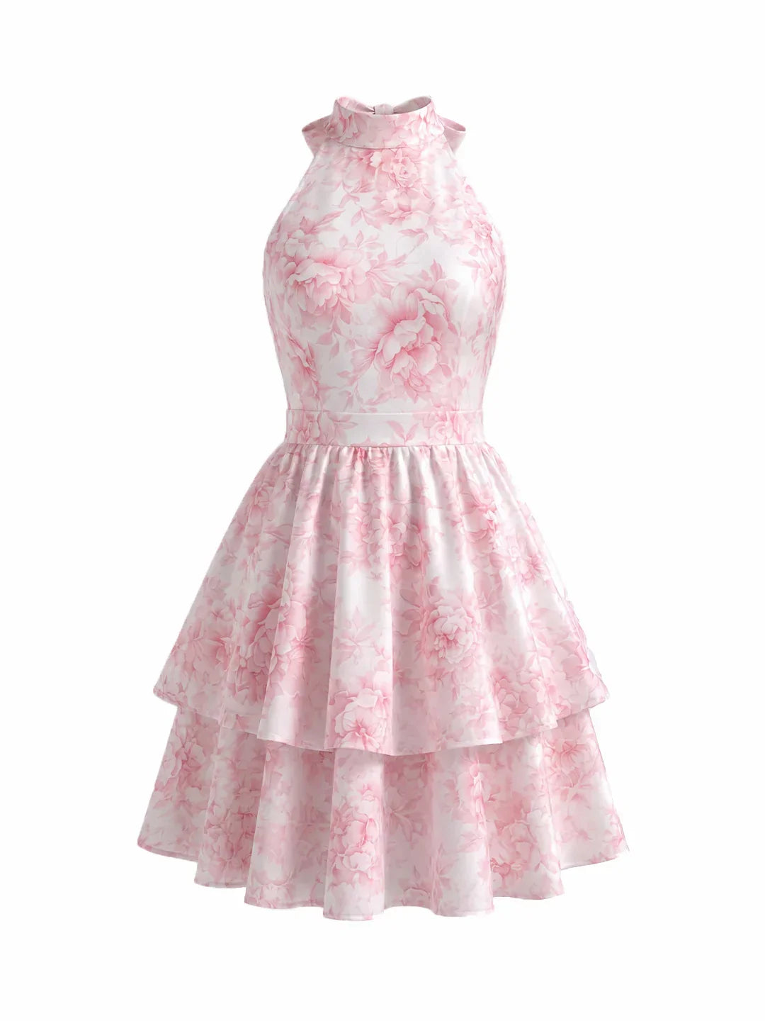 Floral Halterneck Back Bow Mini Dress
