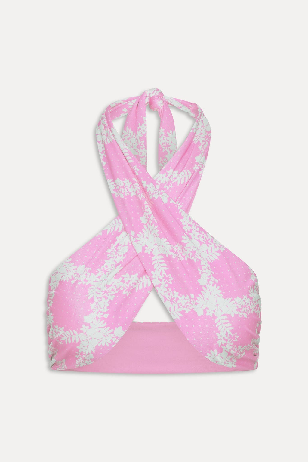 Forever Satin Wrap Bikini Top - Tropical Pink Polka Dot