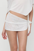 Atlas Knit Mini Skirt - White Hibiscus