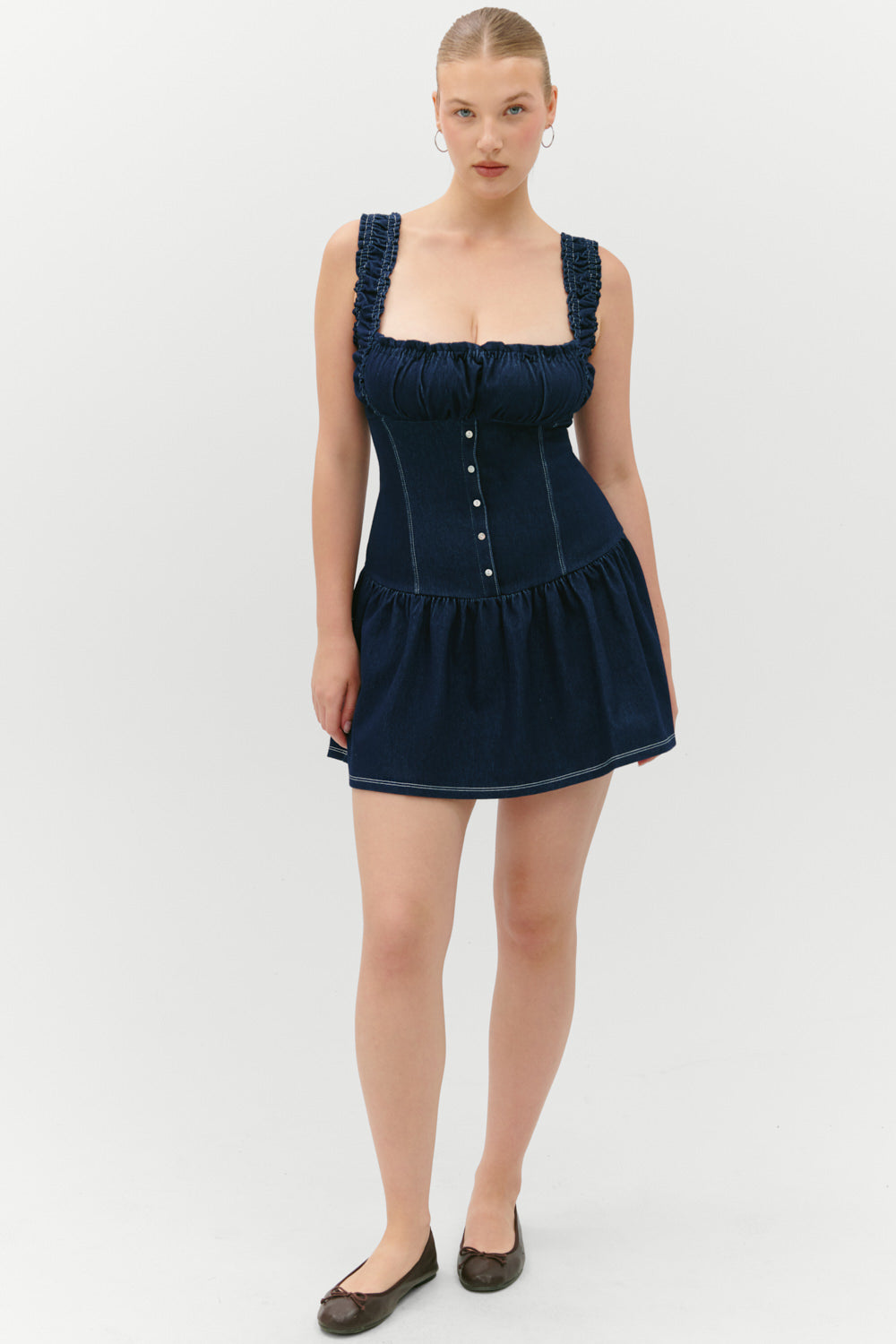 Christa Denim Mini Dress - Blue Denim