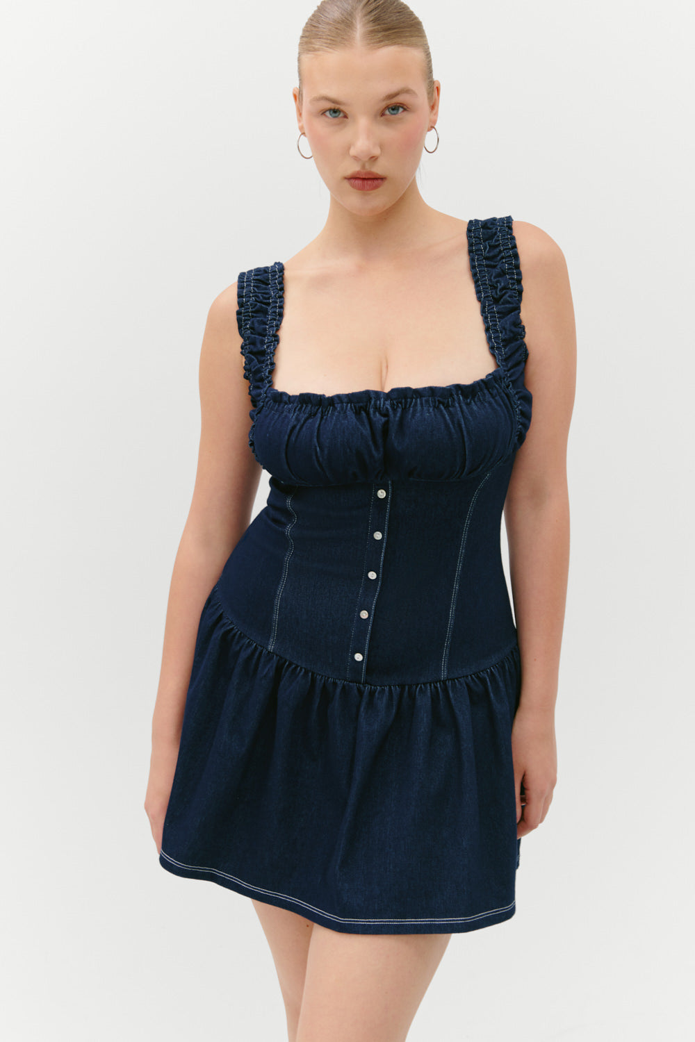 Christa Denim Mini Dress - Blue Denim