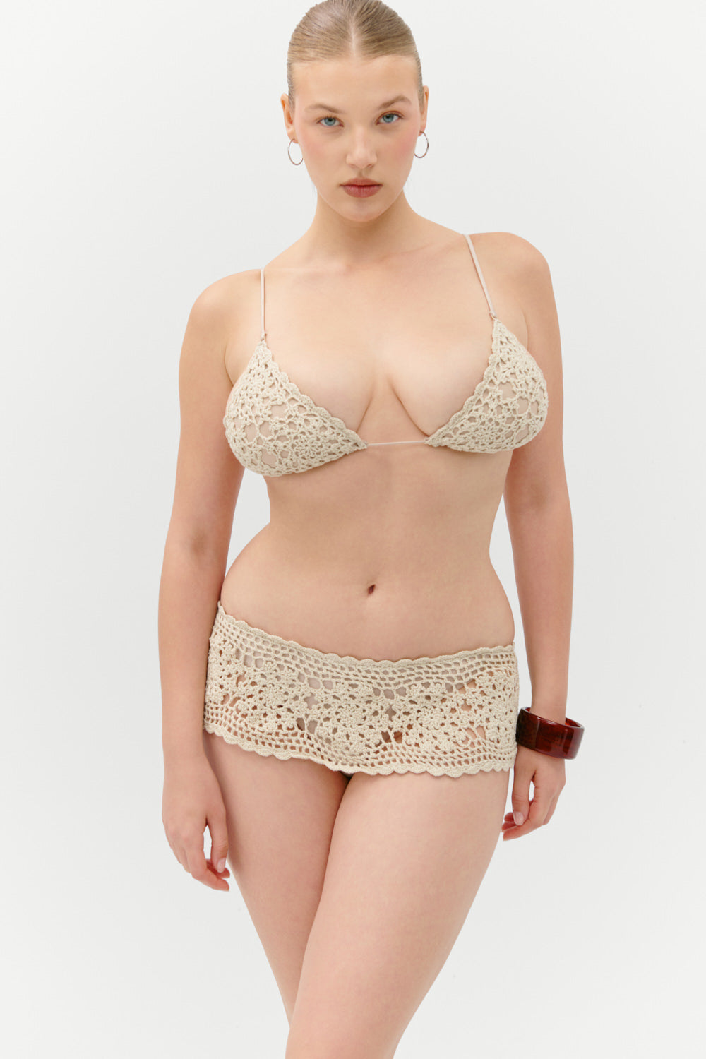 Elena Crochet Shine Bikini Top - Birthday Suit