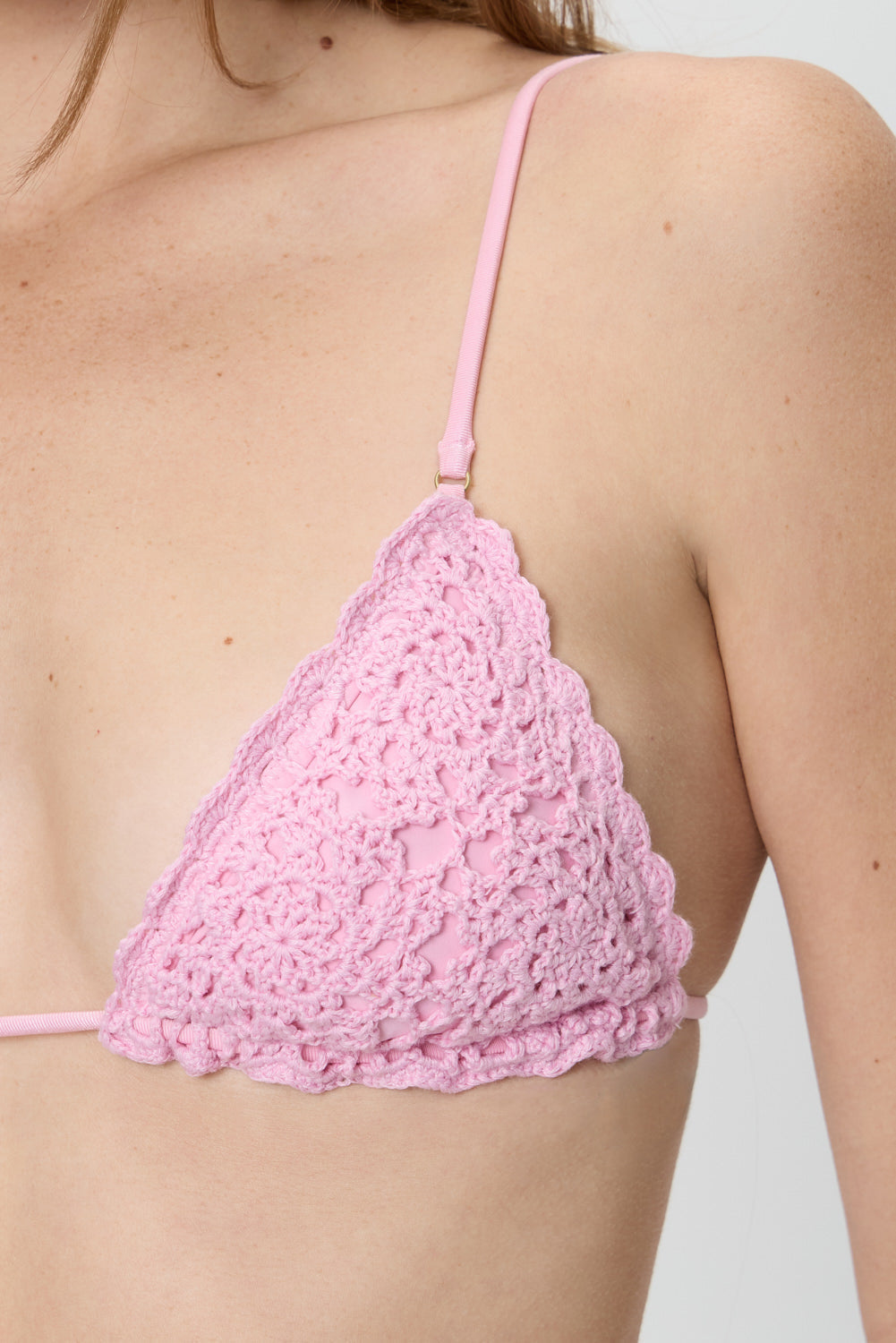 Elena Crochet Shine Bikini Top - Blush