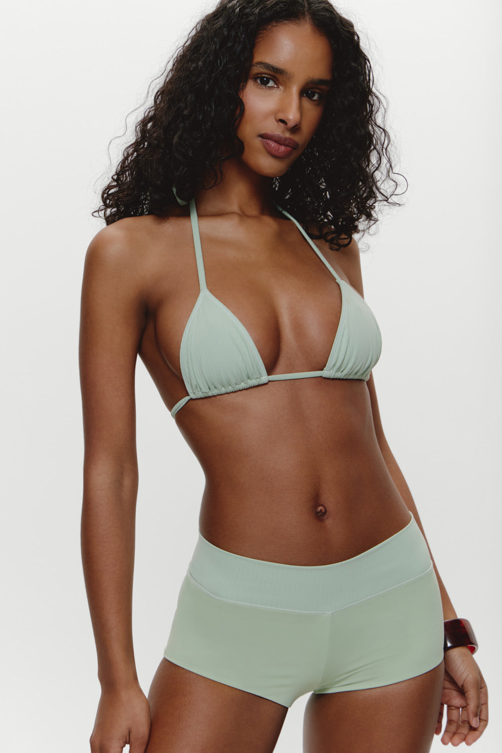 Nick Triangle Halter Bikini Top - Minty