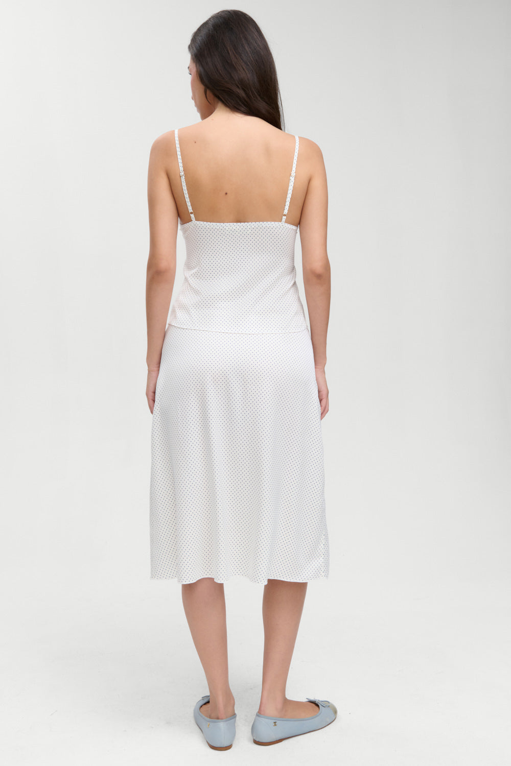 Laura Silk Midi Skirt - French Pearl