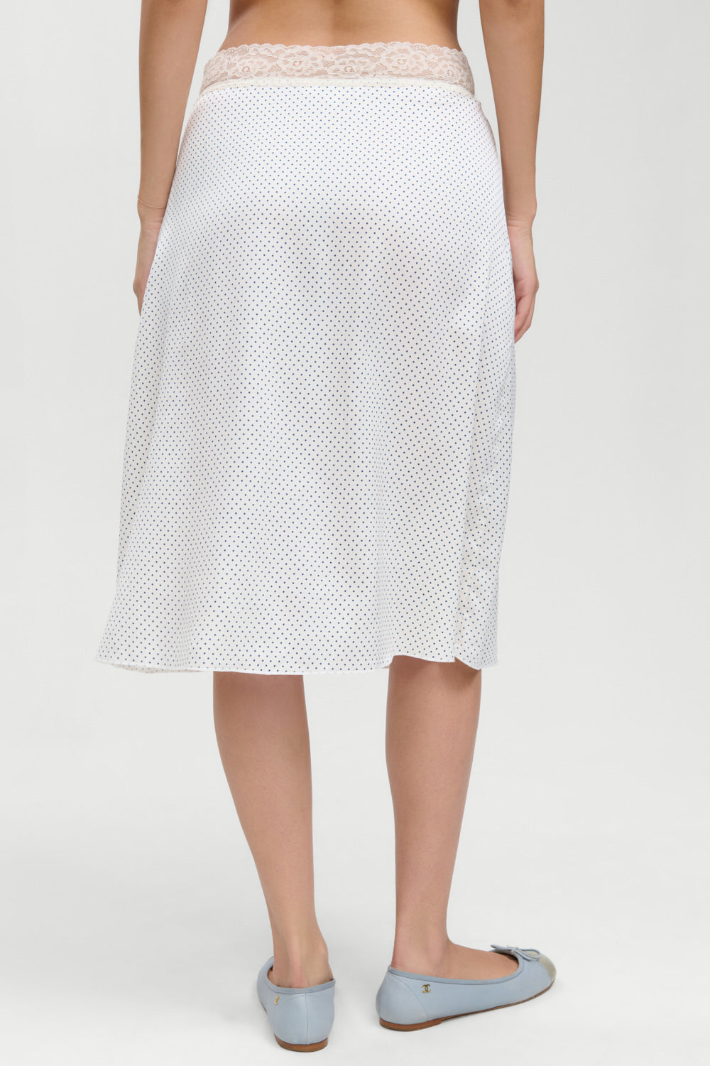 Laura Silk Midi Skirt - French Pearl